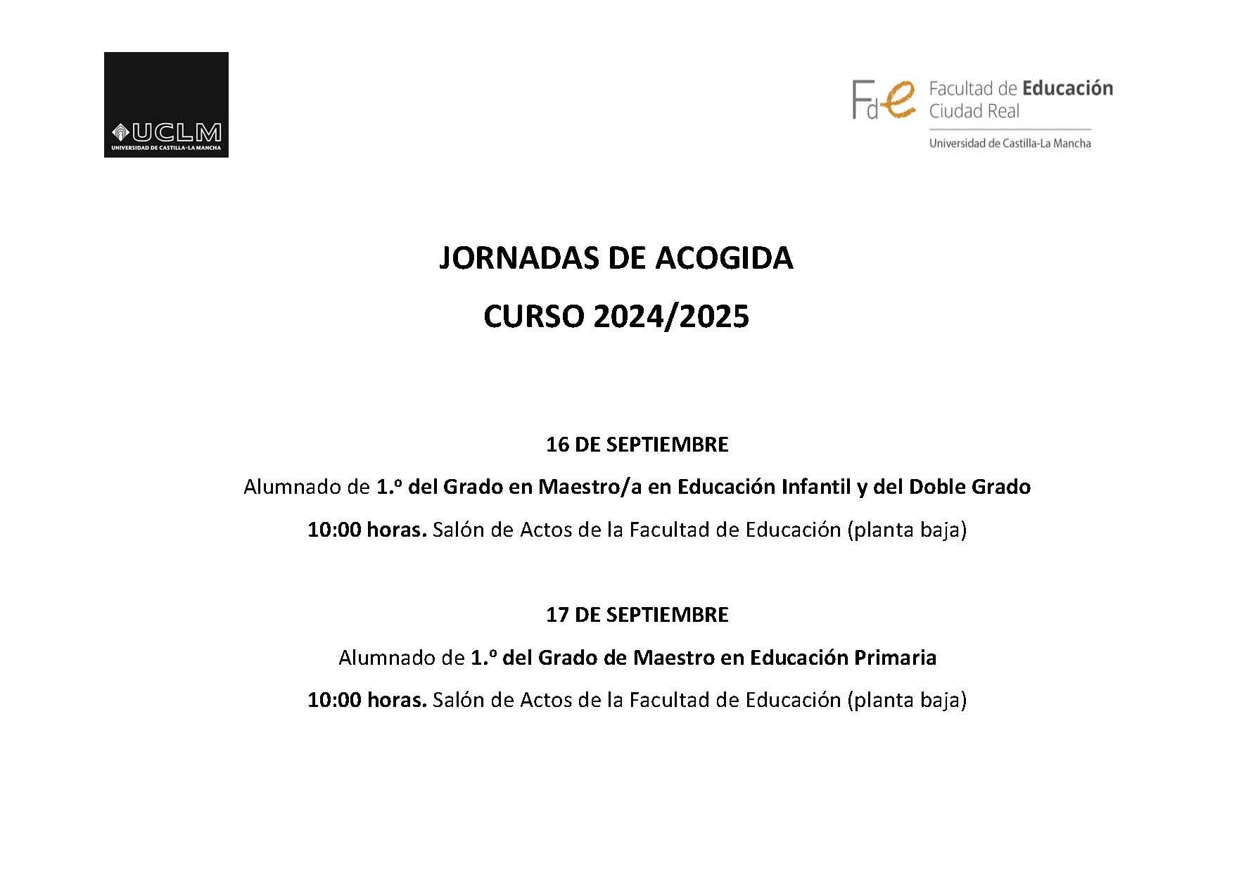 Anuncio Jornadas de Acogida