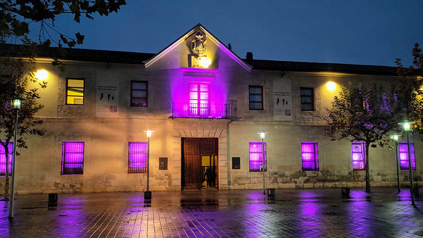 El Rectorado, iluminado de violeta por el 25N