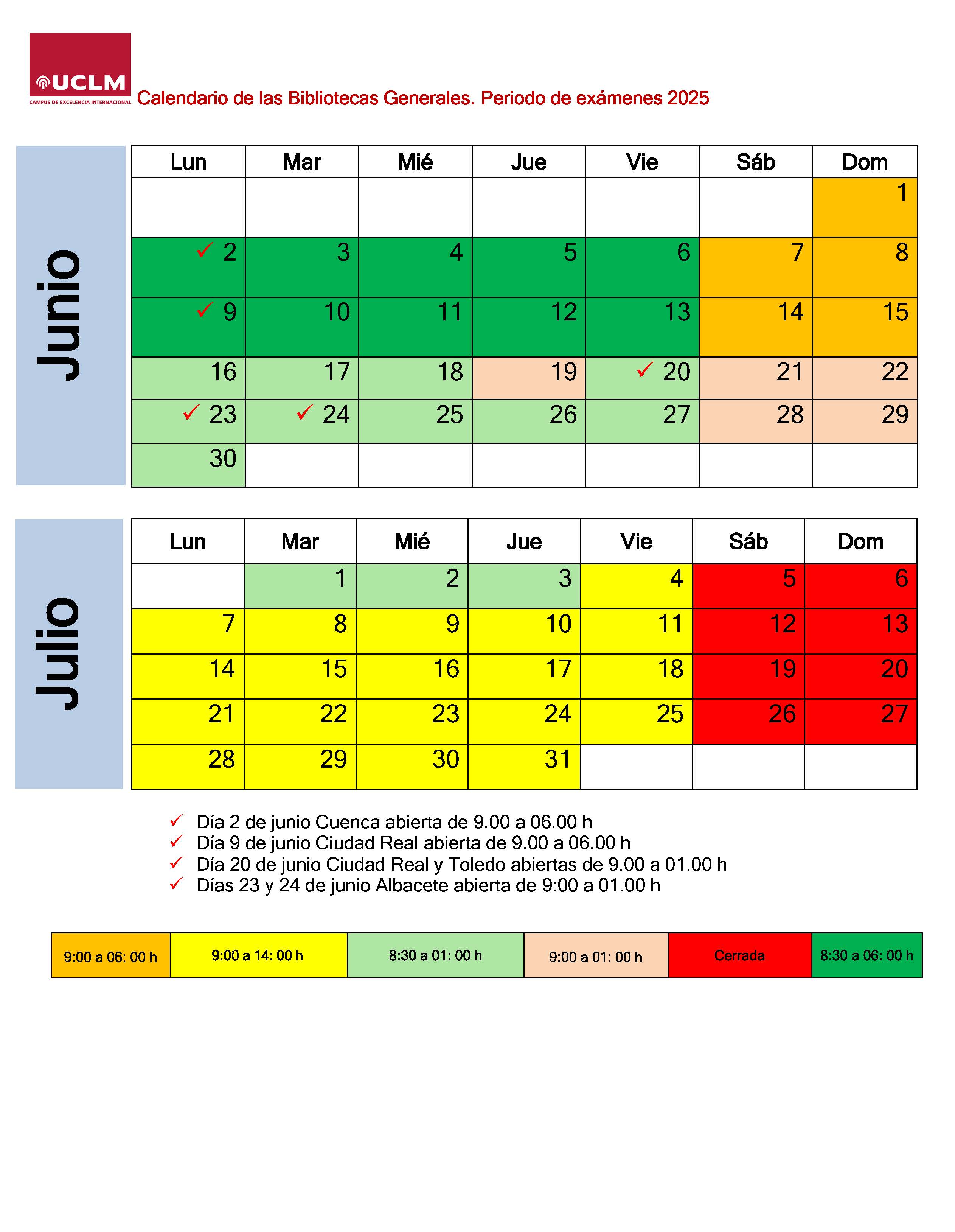 Calendario exámenes 2025